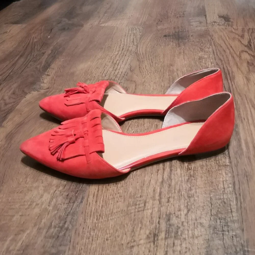 J. Crew‎ d’Orsay Suede Loafer/Flats Red Size 6.5